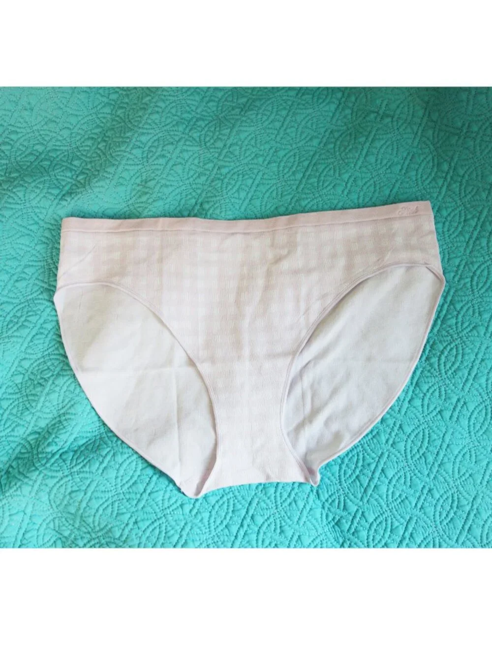Victoria’s Secret PINK Seamless White and Purple Gingham Bikini Panty NWT!